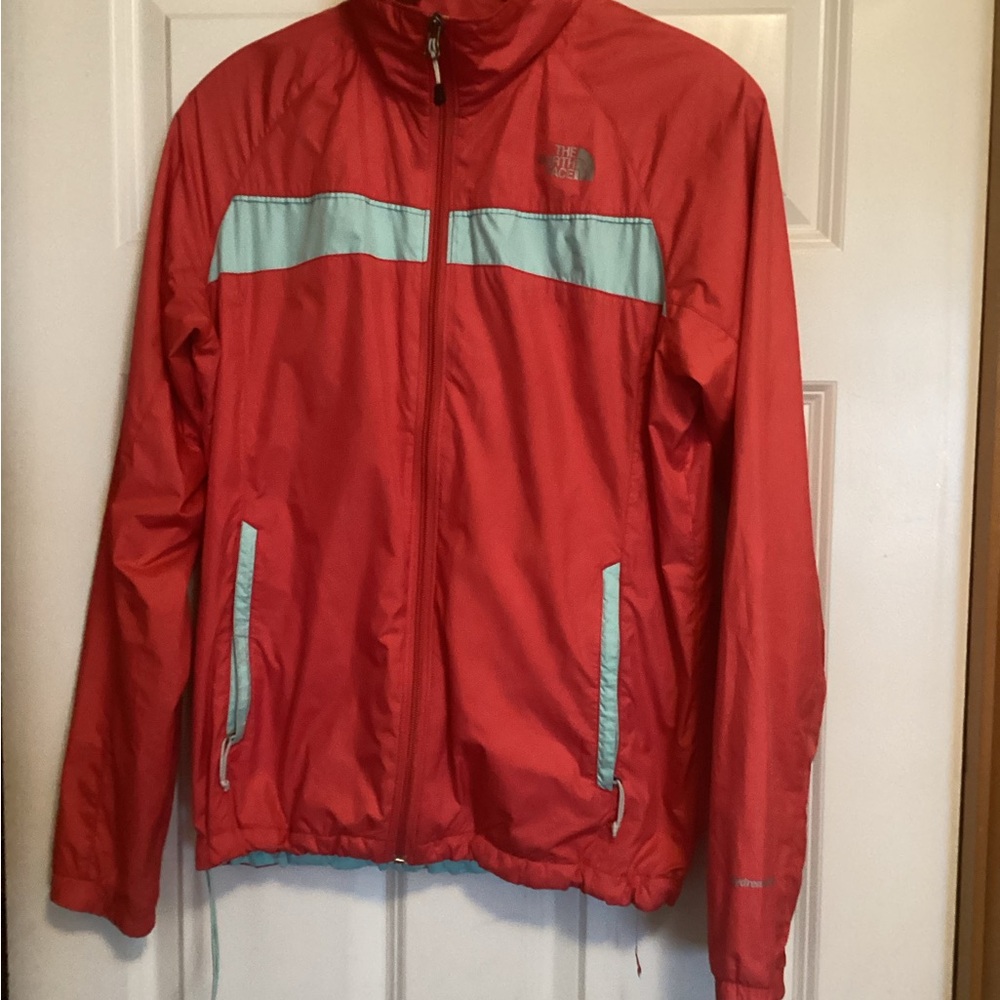 The North Face Red Jacket with Teal Highlights
